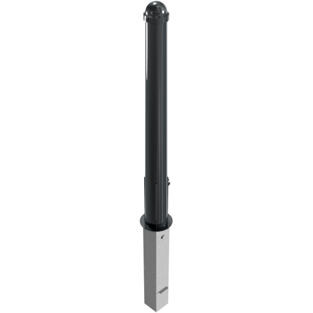 Ornamental bollard | steel tube � 102 / 76 mm | removable, with triangular locking mechanismacc. with DIN 3223, self-engaging lockwith hot-dip galvanized ground socket part-no. 470.10approx. 500 mm below ground | without eyelet